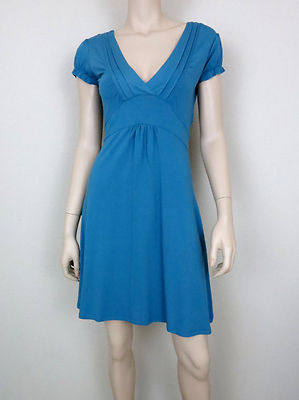 XX BY MEXX Casual Knit Dress Cap Sleeve V-Neck Empire Waist Blue M