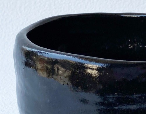 Kyo Kiyomizu yaki ware Japanese matcha bowl Raku yaki Rikyu Fuku Kuro Raku Japan - Picture 6 of 11