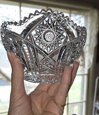 Vintage Antique American Brilliant Period ABP Cut Glass Sawtooth Bowl Candy Dish