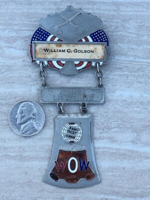 WOW Vintage Fireman s Society ID Badge