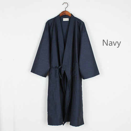 hommes japonais KIMONO YUKATA long peignoir pyjama Ceinture robe en coton - Foto 4 di 18