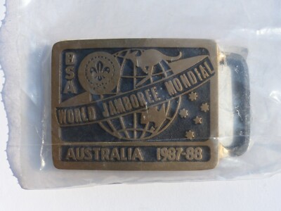Unused Vintage 1987 - 1988 World Jamboree Boy Scout BSA Max Silber Belt Buckle