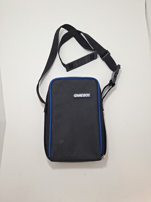 Nintendo Game Boy Carrying Case Travel Bag  W/ Strap Black & Blue No Inner Tray