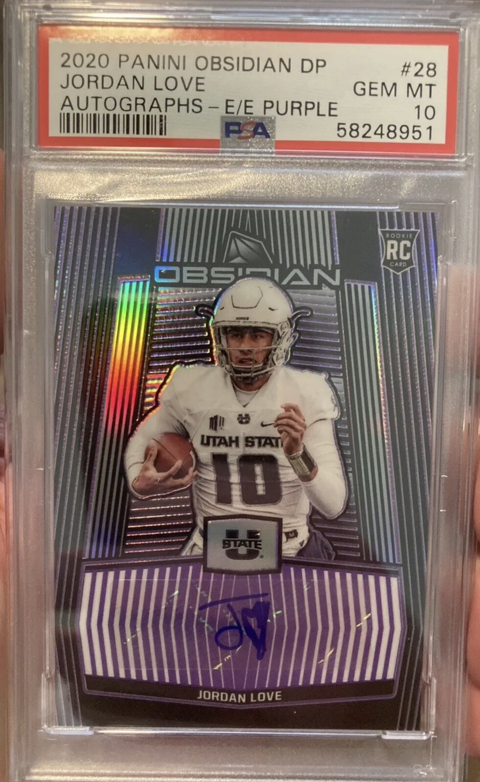 Jordan Love Panini Obsidian Draft Picks Autographs #28 Autographs Electric Etch Purple