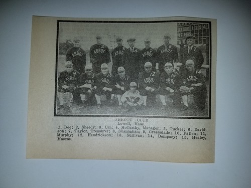 Abbott Club Lowell Massachusetts Baseball 1923 Team Picture - 第 1/1 張圖片