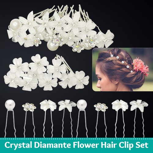 20 PIEZAS ALFILERES PARA EL CABELLO DIAMANTES DE IMITACIÓN PERLAS NUPCIALES BODA DAMA GRADUACIÓN FIESTA CLIPS