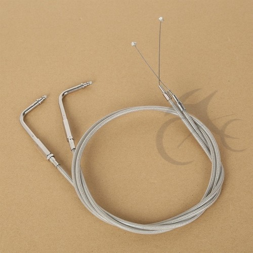 Stainless Braided 110CM 43-1/2" Throttle Cable Fit Harley FLH FLT, FXD FLST FXST - Picture 2 of 5