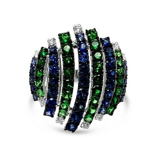 LeVian 18K White Gold 2.48 TCW Sapphire Green Garnet G-H SI2