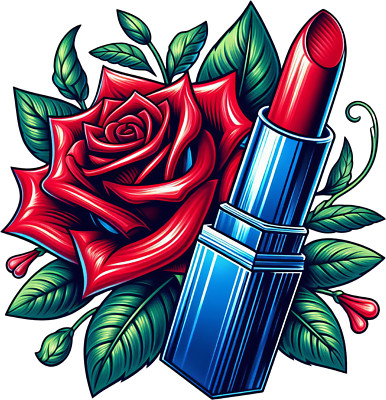 Retro Rose Sticker 4'' Vintage Love Design  Colorful Lip Stick Sexy Old School