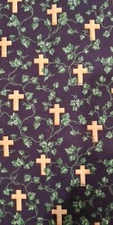 Vintage Christmas Crosses & Vines Religious Jesus Cotton Fabric Traditions -1996