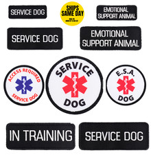 SERVICE DOG, EMOTIONAL SUPPORT ANIIMAL ESA E.S.A. PATCHES SMALL MEDIUM ROUND S L