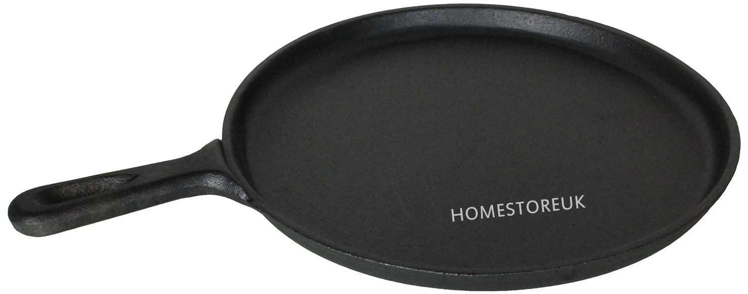 CAST IRON PRE SEASONED CREPE PANCAKE PAN GRIDDLE FOR HEALTHY COOKING 27cm