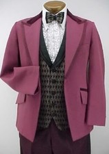 RETRO 4pc LIGHT BURGUNDY PROM TUXEDO emo VINTAGE 38S with Black Pants