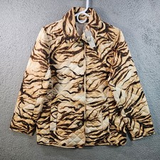 NEW Chico's Quilted Tiger Print Jacket Women's Size 1 US Size 8/10 Outerwear