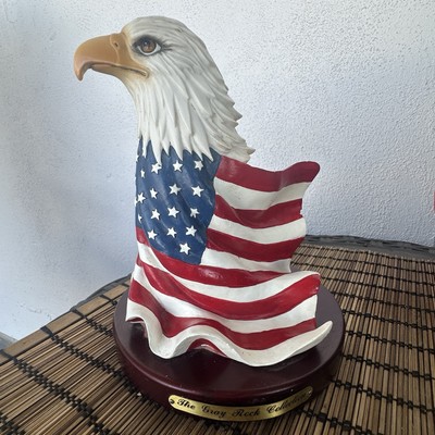 The Grey Rock Collection Bald Eagle American Flag wooden base