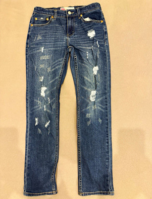 Levi's 512 Jungen Jeans Slim Taper Blau Distressed Gr. 13-14 Jahre