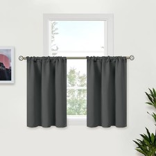 Small Window Curtains 36 Inches Long - Half 29"W x 36"L Pack of 2 Dark Grey