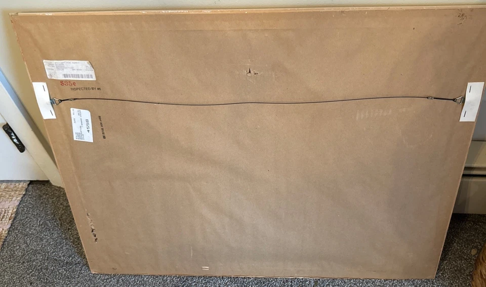 Enmarcado y firmado R.C. Litografía Gorman de mujer reclinada. 30x25 Foto 3 de 4