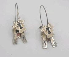 Vintage Berebi Earrings Cow Farm Animal Moo