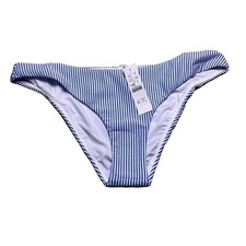 NWT J. Crew Nautical Stripe Low Rise Hipster Bikini Bottom M Blue White 3040