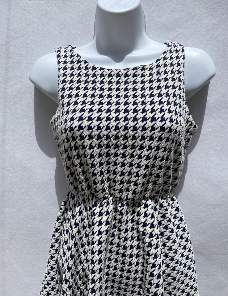 Vestido Un Deux Trois Blanco/Negro Pata de Gallo Sin Mangas Pull on Niñas Línea A 14 Foto 4 de 4