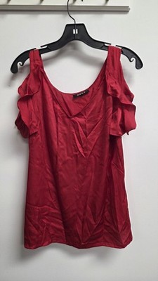 DKNY Red Valentine Cold Shoulder Cap Sleeve Top / Blouse **Medium