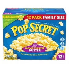 Pop Secret Microwave Popcorn Movie Theater Butter Flavor 3 Oz Sharing Bags 12 Ct