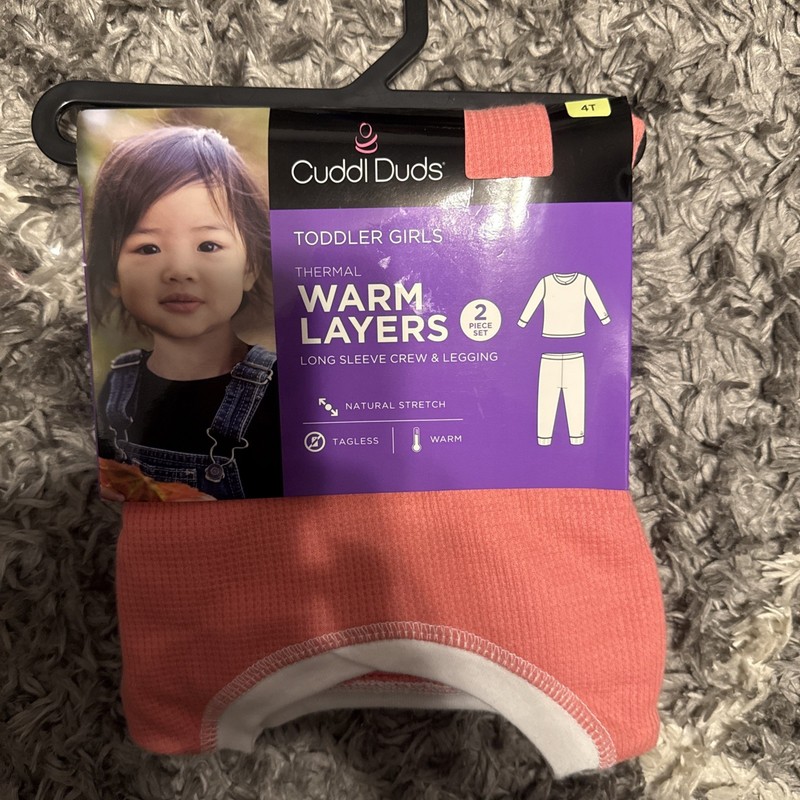 Toddler Girl’s Cuddle Duds Thermal Long Sleeved Crew & Leggings Set ~ Size 4T