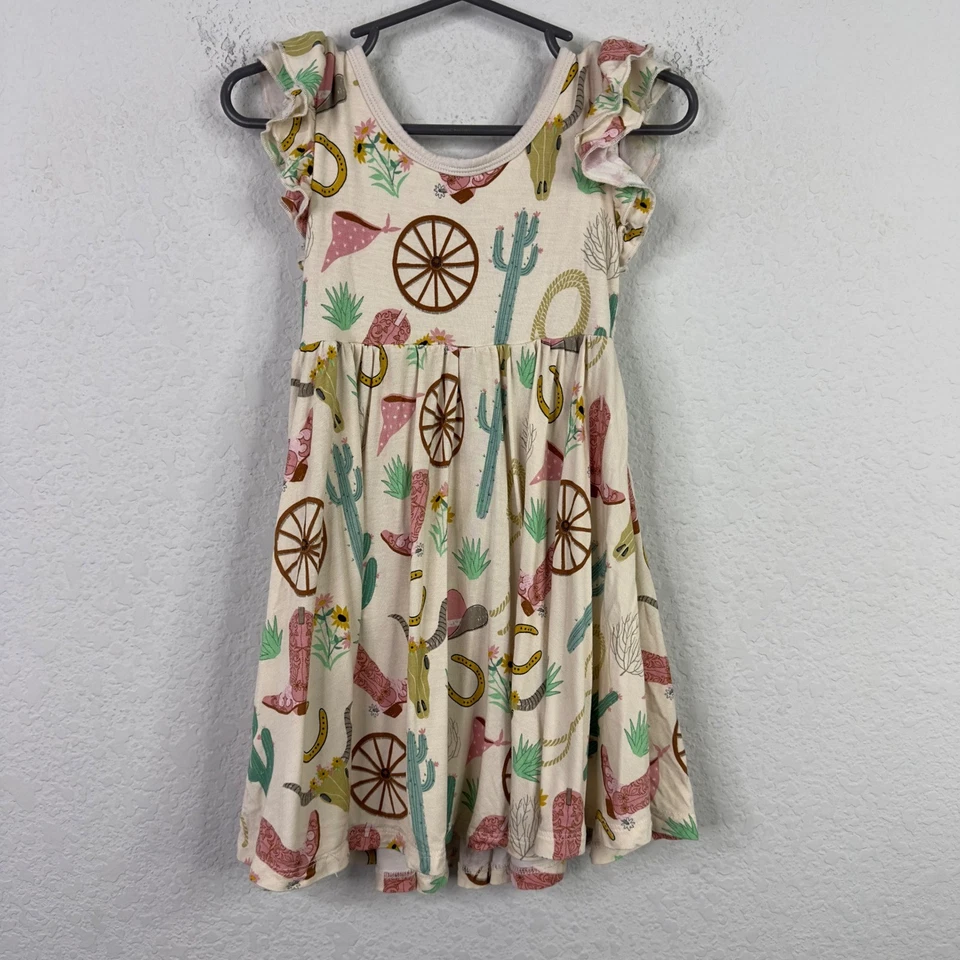 Vestido Play by Little Sleepies 3T Bambú Western Vaquera Botas Cactus Caprichoso Foto 2 de 4