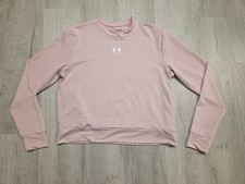 Under Armour Women's Medium Loose Pink UA Rival Terry Crew Neck Sweatshirt Flaw