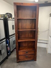 Dark Wood Freestanding Bookcase with two drawers. Good Condition