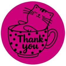 Thank You Cat Stickers Labels Cute Packaging Small Business Seals 2" round label