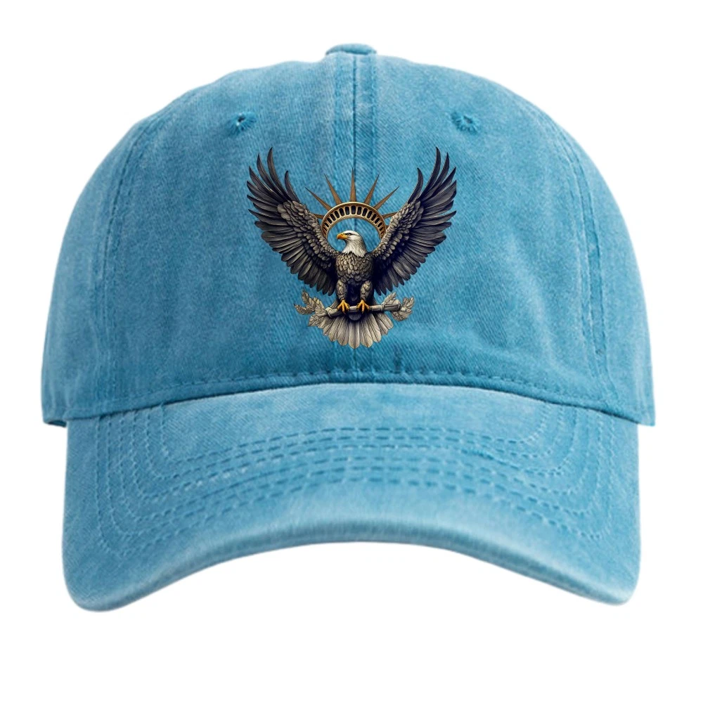 Vintage Baseball Cap with Bald Eagle and Statue of Liberty Elements