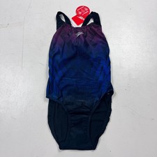 Image of Speedo Digital Placement Powerback Swimsuit Black Blue Pink Size 30 NWT Active