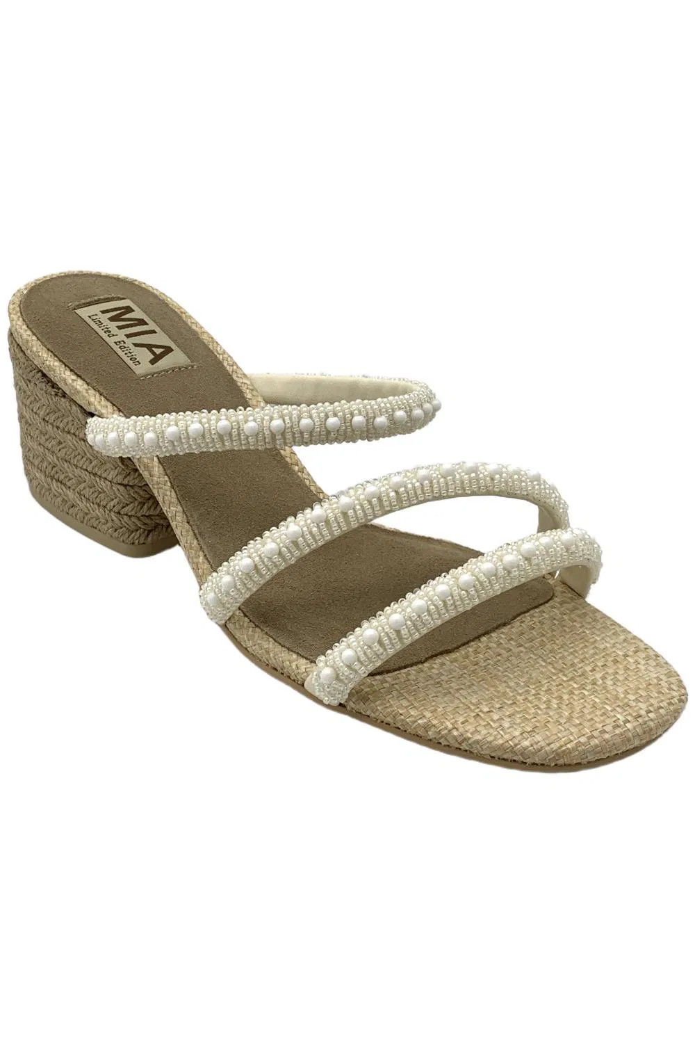 MIA Women's Inara Espadrille Slide Sandal Bone Bead