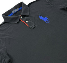Polo Ralph Lauren Mens Big Pony Polo Shirt Size 2XB Black Pique 3 Cotton
