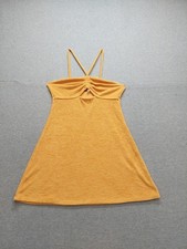 H&M Divided Women Mini Dress M Yellow Halter Neck Pullover Comfort Logo Casual