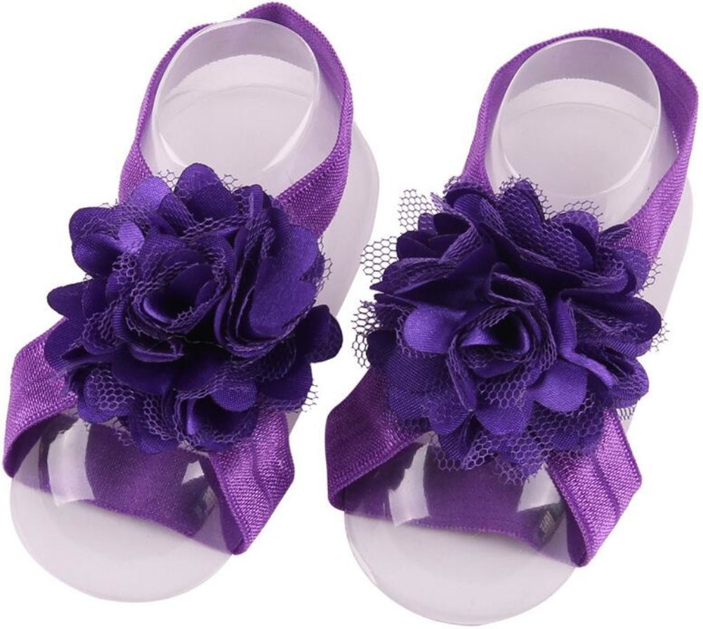 Baby Girl's Barefoot Sandals Flower for Newborn Toddlers (0-3T) (Mixed 12 Col... image 3