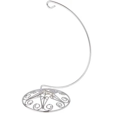 8.25 Inch Medium Ornate Silver Ornament Stand for Holiday Home Display