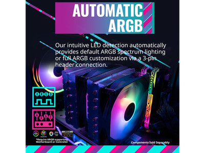 Cooler Master Hyper 620S Dual Tower CPU Air Cooler, ARGB Sync, 120mm PWM Fan, 6
