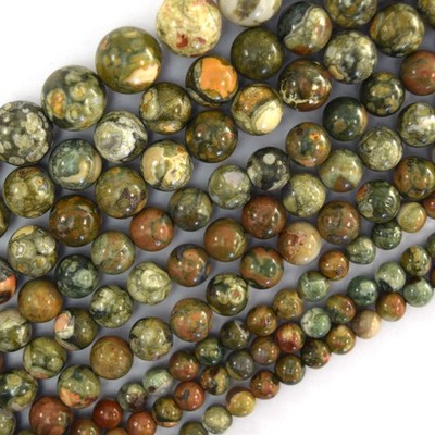 Natural Rainforest Green Rhyolite Jasper Round Beads 15'' Strand 6mm 8mm 10mm