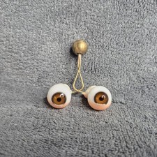 Vintage Antique Hand Blown Rocker Glass Doll Eyes Brown Replacement 16 Damage