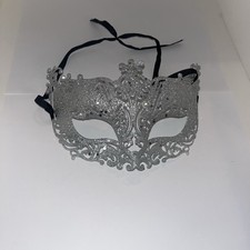 silver glitter lace masquerade mask