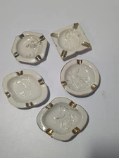 Set Of 5 Mini Ceramic Ashtrays Made In Japan Gold Guild Edges