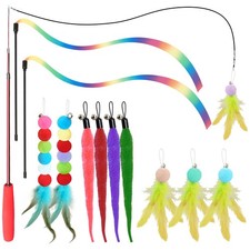 13 Pack Cat Toys for Indoor Cats Interactive Wand Feather Set FROM USA