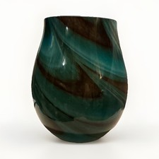 Swirled Glass Accent Lamp Green Brown Black Corded Electric Drum Shade