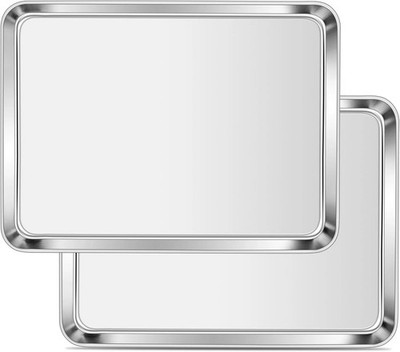 2Pack Stainless Steel Cookie Sheet Baking Pan Oven Tray Commercial Baking Sheet