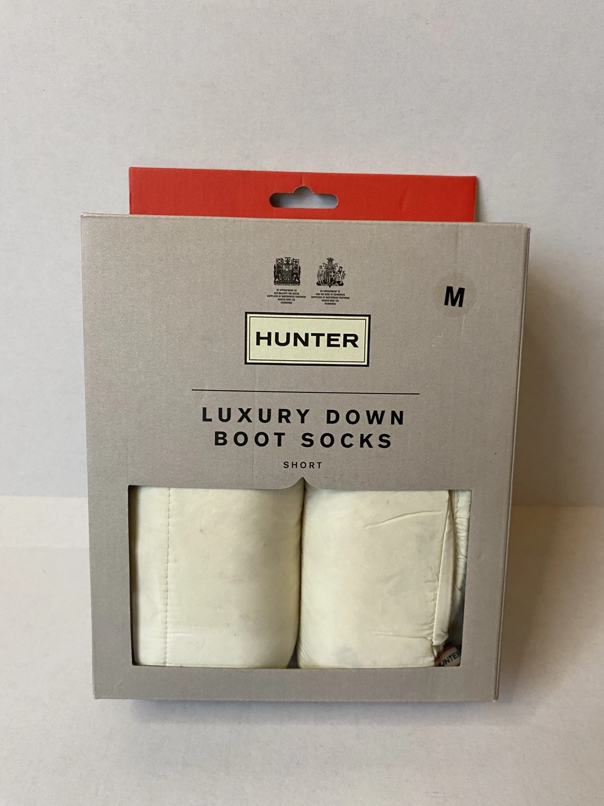 Hunter Luxury Down Boot Socks Short Puffer Size Medium/ UK 3 - 5 White NEW