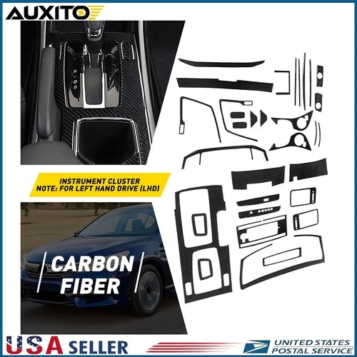 31Pcs Carbon Fiber Interior Dash Trim Sticker Kit For 2013-2017 Honda Accord US