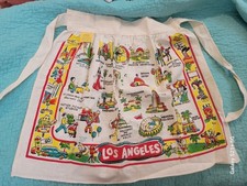 Vintage Souvenir Cactus Cloth Yucca Print Half Apron Los Angeles CA Kitschy Deco